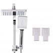 WELS Square 8 inch Rain Shower Head and Taps Set Bathroom Handheld Spray Bracket Rail Chrome