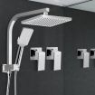 WELS Square 8 inch Rain Shower Head and Taps Set Bathroom Handheld Spray Bracket Rail Chrome