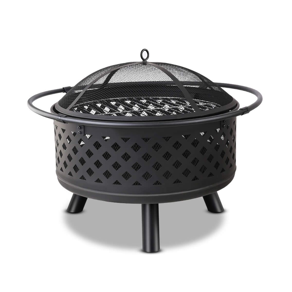 Fire Pit BBQ Grill Smoker Portable Outdoor Fireplace Patio Heater Pits 30"