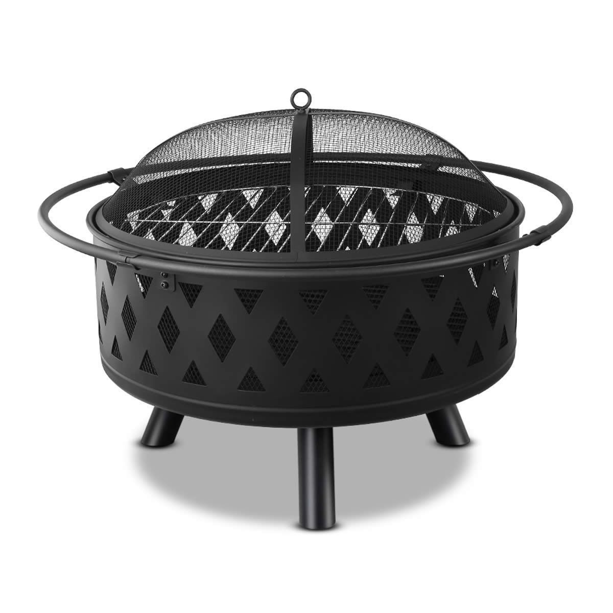 Fire Pit BBQ Charcoal Grill Ring Portable Outdoor Kitchen Fireplace 32"