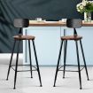 Set of 2 Artiss Bar Stools Pinewood Metal - Black and Wood