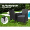 Gardeon 3pc Rattan Bistro Wicker Outdoor Furniture Set - Black