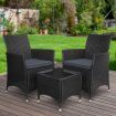 Gardeon 3pc Rattan Bistro Wicker Outdoor Furniture Set - Black