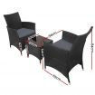 Gardeon 3pc Rattan Bistro Wicker Outdoor Furniture Set - Black