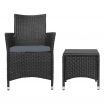 Gardeon 3pc Rattan Bistro Wicker Outdoor Furniture Set - Black
