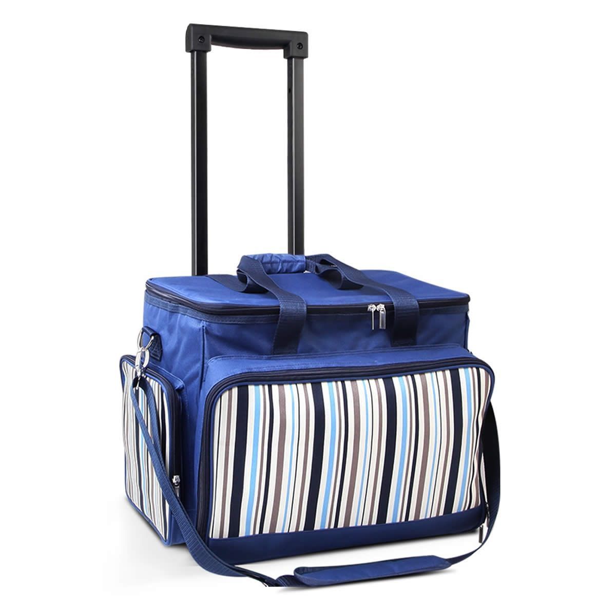 Alfresco 6 Person Picnic Basket Set Picnic Bag Cooler Wheels Insulated Bag