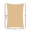 Instahut Sun Shade Sail Cloth Shadecloth Rectangle Heavy Duty Sand Canopy 2x4m