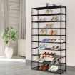 Artiss Shoe Rack 10-Tier (50 Pair) Shoes Organiser DIY Stackable Organizer Storage Shelf Stand Holder Portable Wardrobe Black