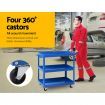 Giantz Tool Cart 3 Tier Parts Steel Trolley Mechanic Storage Organizer Blue