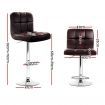 Artiss Set of 2 Gas Lift Bar Stools PU Leather - Chocolate Brown