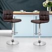 Artiss Set of 2 Gas Lift Bar Stools PU Leather - Chocolate Brown