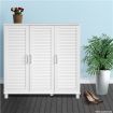 White Wooden Shoe Storage Cabinet-Holds up to 24 Pairs