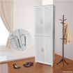 White 4-Door Wooden Shoe Cabinet-Max.32 Pairs