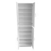 White 4-Door Wooden Shoe Cabinet-Max.32 Pairs