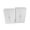 White 4-Door Wooden Shoe Cabinet-Max.32 Pairs