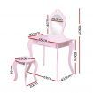 Keezi Pink Kids Vanity Dressing Table Stool Set Mirror Princess Children Makeup