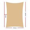 Instahut Sun Shade Sail Cloth Shadecloth Rectangle Canopy Sand 280gsm 2x4m