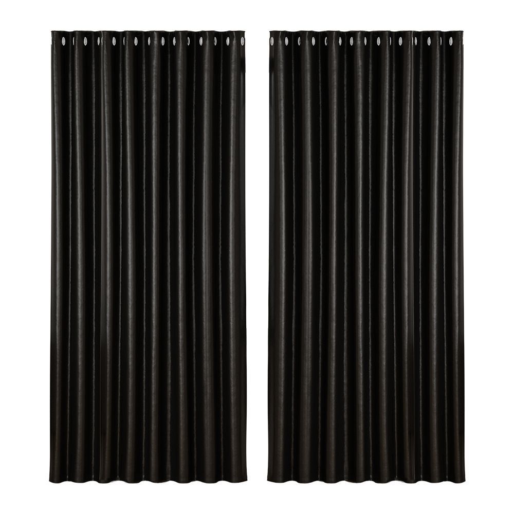 Artiss 2X Blockout Curtains Blackout Window Curtain Eyelet 300x230cm Black