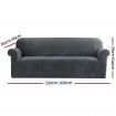 Artiss Velvet Sofa Cover Plush Couch Cover Lounge Slipcover 4 Seater Grey