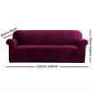 Artiss Velvet Sofa Cover Plush Couch Cover Lounge Slipcover 4 Seater Ruby Red
