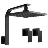 WELS 8" Rain Shower Head Set Bathroom Gooseneck Square Taps Hand Held High Pressure DIY