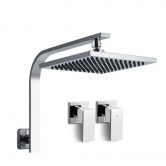 WELS 8" Rain Shower Head Set Bathroom Gooseneck Square Taps Hand Held High Pressure DIY