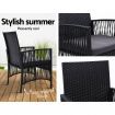 Outdoor Furniture Dining Chairs Rattan Garden Patio Cushion Black x2 Gardeon