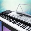 Alpha 61 Keys Electronic Piano Keyboard LED Electric Silver with Music Stand for Beginner