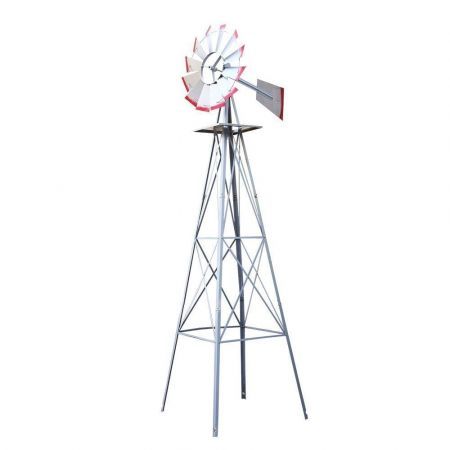 Garden Windmill 6FT 186cm Metal Ornaments Outdoor Decor Ornamental Wind Will