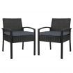 2x Outdoor Dining Chairs Wicker Chair Patio Garden Furniture Lounge Setting Bistro Set Cafe Cushion Gardeon Black