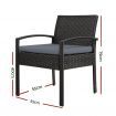 2x Outdoor Dining Chairs Wicker Chair Patio Garden Furniture Lounge Setting Bistro Set Cafe Cushion Gardeon Black