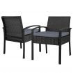 2x Outdoor Dining Chairs Wicker Chair Patio Garden Furniture Lounge Setting Bistro Set Cafe Cushion Gardeon Black