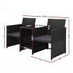 Gardeon Outdoor Setting Wicker Loveseat Birstro Set Patio Garden Furniture Black