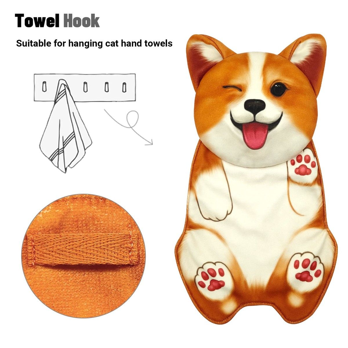 Corgi Hand Towels for Bathroom Kitchen Cute Dog Decor Decorative Hanging Towels Absorbent Soft Face Towels Housewarming Dog Mom Gifts for Women Dog Lover