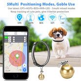 Pet GPS Tracker Collar Locator Smart Tracking Device Cat Dog Safety Monitor Finder Waterproof Anti Lost Bell Free APP Silver IP67