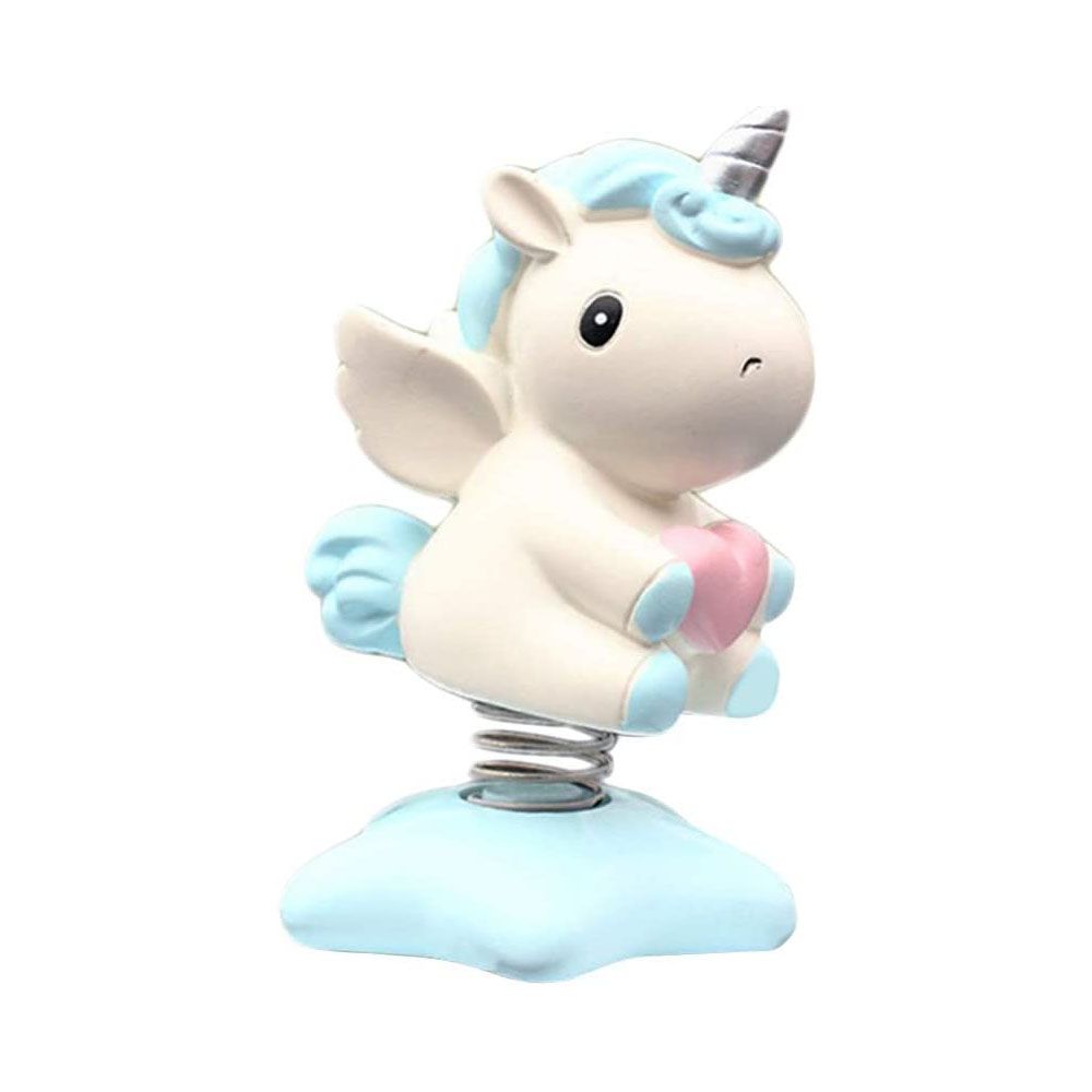 Car Accessories Dashboard Decoration Interior Decoration Swing Unicorn Desk Ornament Home Party Gift(Blue)