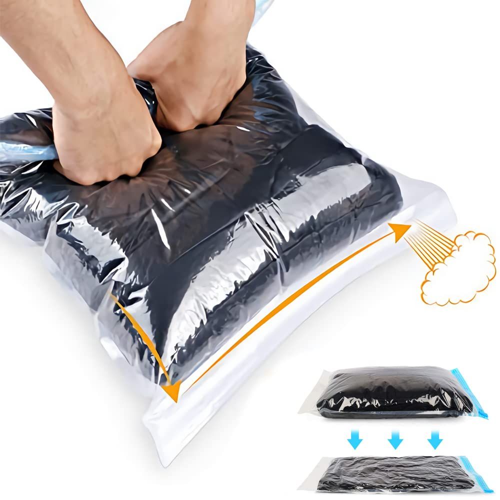 6pcs No Vacuum or Pump Needed Press Roll Compression Bags Travel Essentials Packing Space Saver Bags Organizers 40x60cm