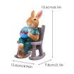 Rabbit Rocking Chair Sculpture with Egg, Resin Figurine Art Craft Decoration, Miniature Fairy Landscape Ornament for Patio Lawn(15.6X7.8X12.6CM)