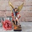 The Great Protector Saint Archangel Michael Defeated the Evil Dragon Religious Collectible Battle Angel Sculpture Christian Figurines(21.5X12.5X6CM)
