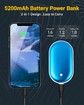 Rechargeable Hand Warmer 5200mAh Electric Power Bank Pocket Warmer for Sports Camping Winter Blue