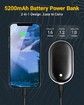 Hand Warmers Rechargeable,5200mAh Electric Portable Pocket Hand Warmer/Power Bank,Warm Gifts (Black)