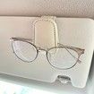 Sunglasses Holders for Car Sun Visor,Magnetic Leather Glasses Eyeglass Hanger Clip for Car,Ticket Card Clip Eyeglasses Mount,Car Visor Accessories (Beige)