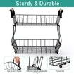 2 Tier Countertop Fruit Basket for Kitchen Vegetable Fruits Basket Bowl Stand Metal Rectangle Wire Basket Storage Holder for Fruits Veggies Bread Snacks Kitchen Organizer (Black)