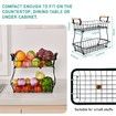 2 Tier Countertop Fruit Basket for Kitchen Vegetable Fruits Basket Bowl Stand Metal Rectangle Wire Basket Storage Holder for Fruits Veggies Bread Snacks Kitchen Organizer (Black)
