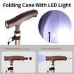 Walking Cane with LED Light Pivoting Quad Base Lightweight and Adjustable Foldable Seniors 5 levels 88-98cm