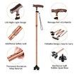 Walking Cane with LED Light Pivoting Quad Base Lightweight and Adjustable Foldable Seniors 5 levels 88-98cm