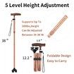 Walking Cane with LED Light Pivoting Quad Base Lightweight and Adjustable Foldable Seniors 5 levels 88-98cm
