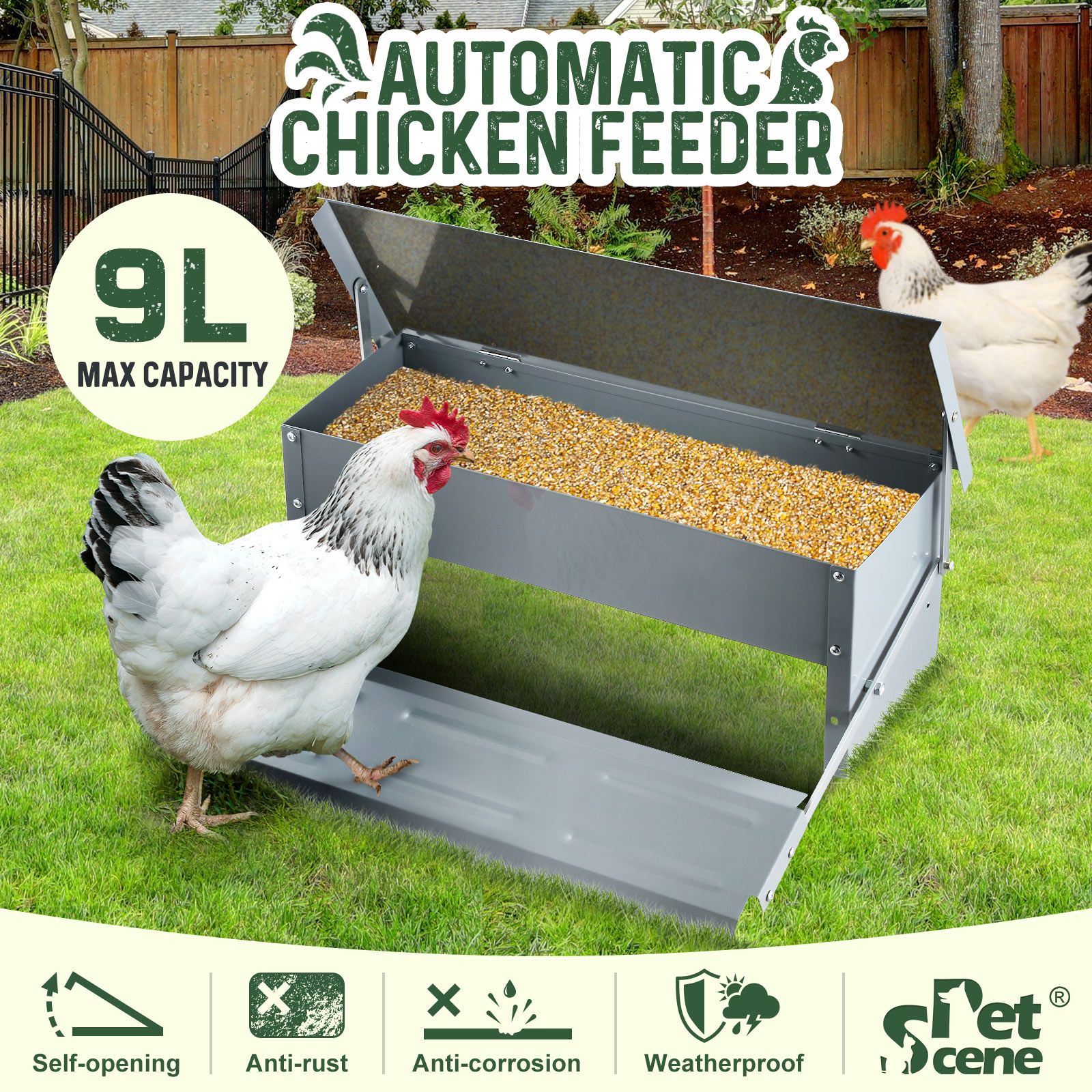 Auto Chicken Feeder Poultry Chook Food Feeding Automatic Treadle