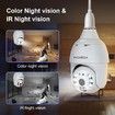 3MP 2K Camera with E27 Socket, Wireless PTZ Security Camera, Auto Motion Tracking, Two-Way Audio, Night Vision, Tuya 360 Degree Panoramic WiFi IP Camera