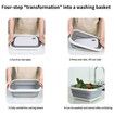 Collapsible Cutting Board Chopping Basin Kitchen Foldable Camping Dishes Sink Space Saving Storage Basket for BBQ Picnic Camping Outdoor